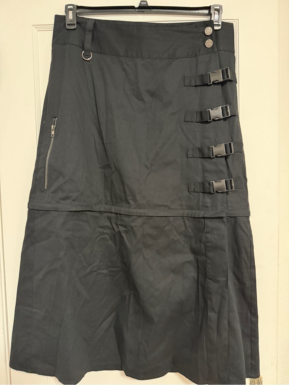 Vintage Y2K Illig Black Utility Buckle 2 pc Skirt Sz 14